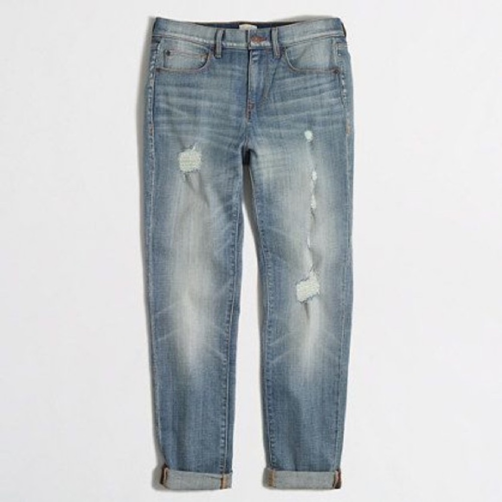 J.Crew Factory distressed boyfriend jean